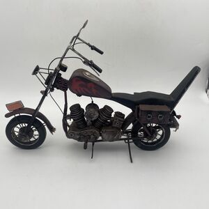 Vtg Harley Chopper Metal Figurine by Collections Etc 15" Long